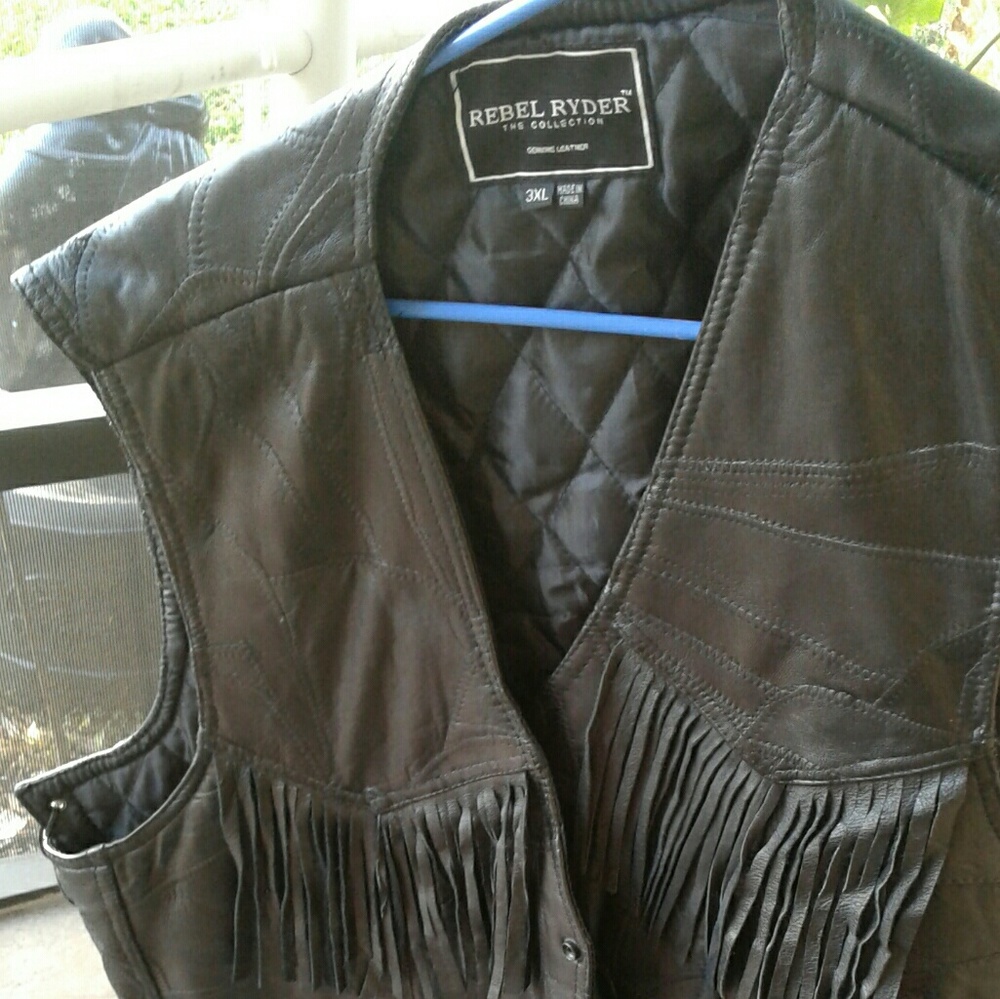3X real leather vest